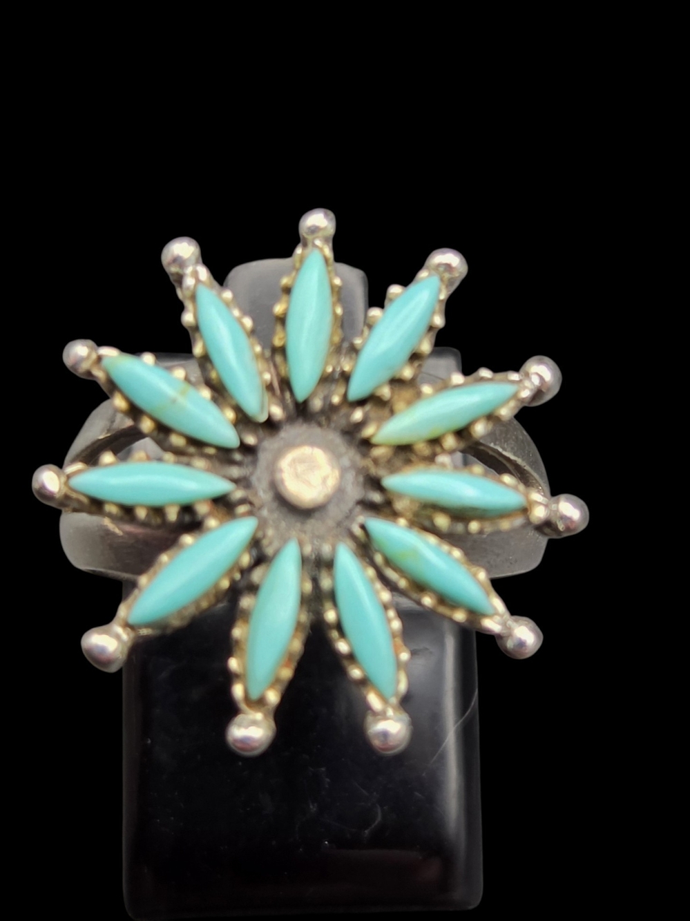 Turquoise Floral Cluster Ring - Women Jewelry 6.5